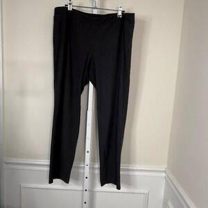 Eileen Fisher Womens‎ L G Black Stretch Comfort Ankle Pants Elastic Waist